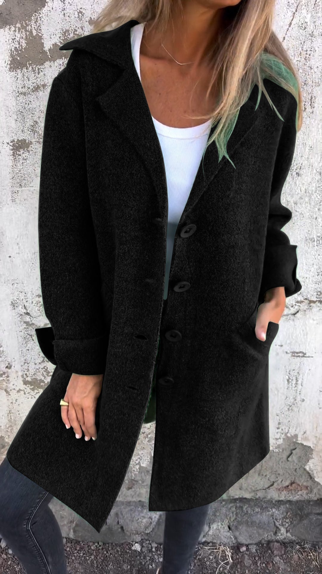 Milan Casual Long Coat With Cuffs